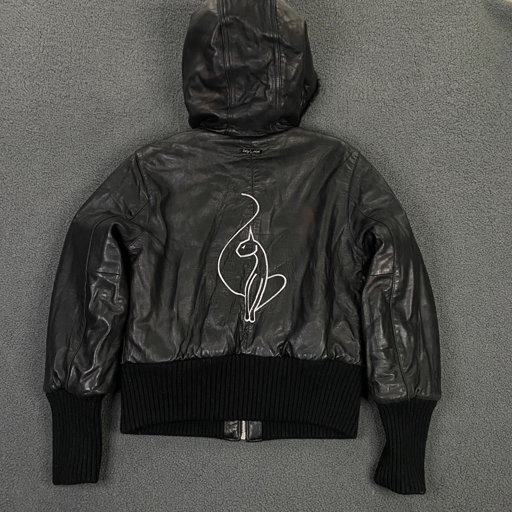 Vintage‎ Y2K Baby Phat Jacket size Medium Genuine Leather Fur Reversible Hood